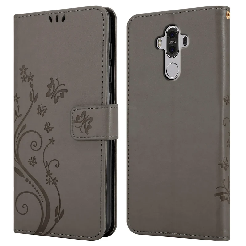 Cadorabo Hülle kompatibel mit Huawei MATE 9 Schutzhülle im Blumen Design mit Magnetverschluss, Standfunktion und Kartenfächern