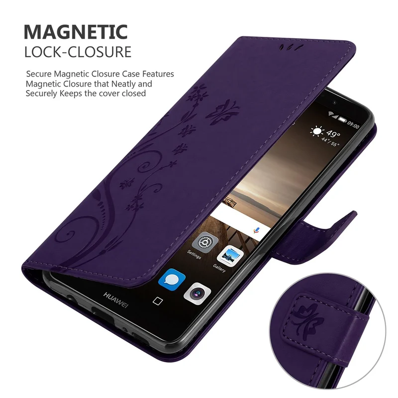 Cadorabo Hülle kompatibel mit Huawei MATE 9 Schutzhülle im Blumen Design mit Magnetverschluss, Standfunktion und Kartenfächern