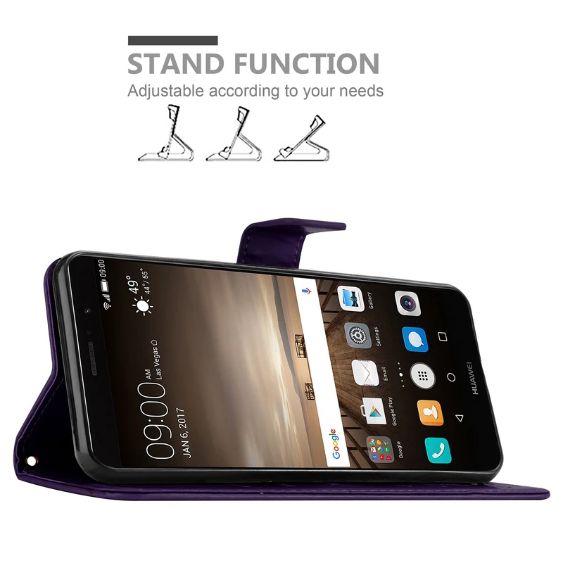 Cadorabo Hülle kompatibel mit Huawei MATE 9 Schutzhülle im Blumen Design mit Magnetverschluss, Standfunktion und Kartenfächern