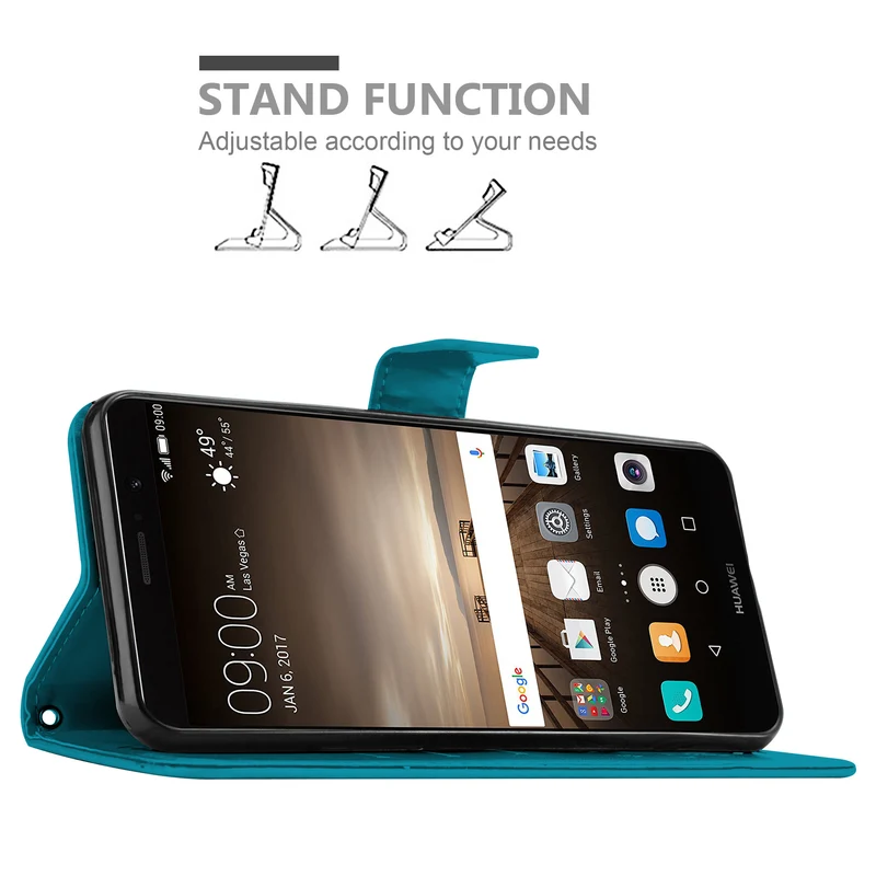 Cadorabo Hülle kompatibel mit Huawei MATE 9 Schutzhülle im Blumen Design mit Magnetverschluss, Standfunktion und Kartenfächern
