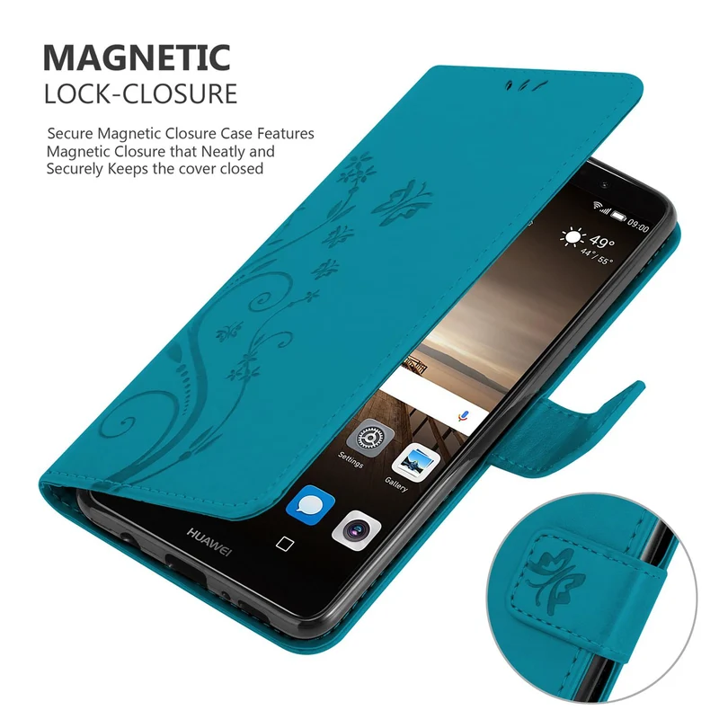 Cadorabo Hülle kompatibel mit Huawei MATE 9 Schutzhülle im Blumen Design mit Magnetverschluss, Standfunktion und Kartenfächern