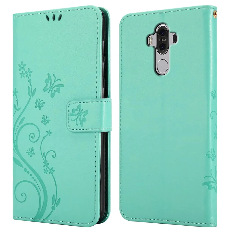Cadorabo Hülle kompatibel mit Huawei MATE 9 Schutzhülle im Blumen Design mit Magnetverschluss, Standfunktion und Kartenfächern