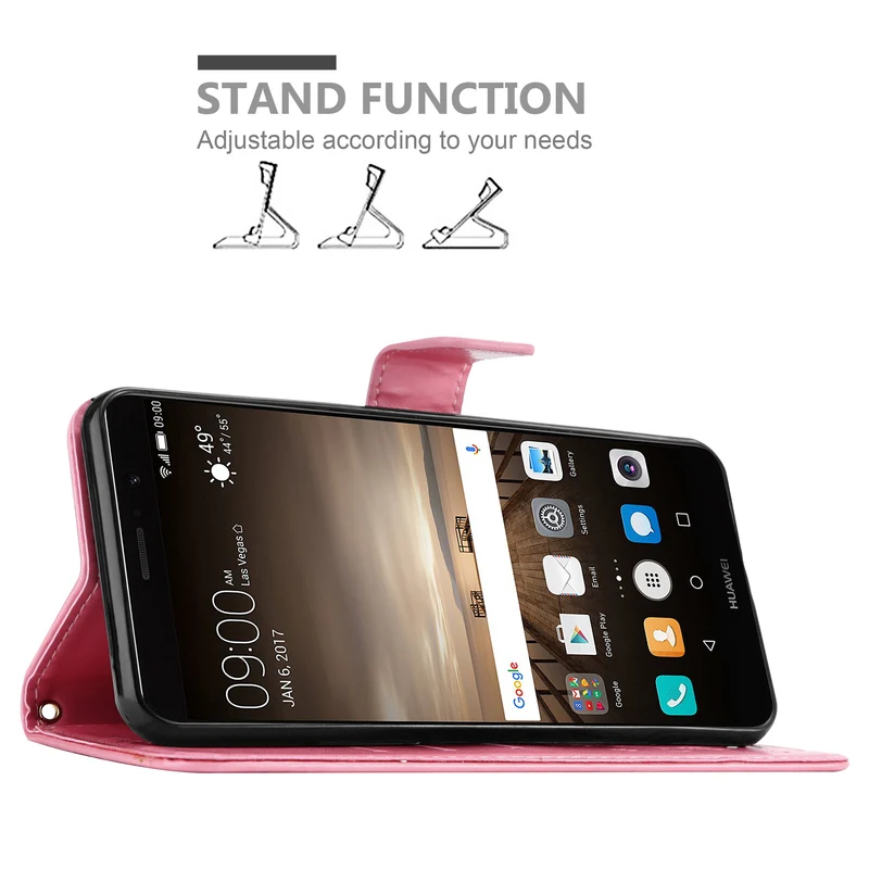 Cadorabo Hülle kompatibel mit Huawei MATE 9 Schutzhülle im Blumen Design mit Magnetverschluss, Standfunktion und Kartenfächern