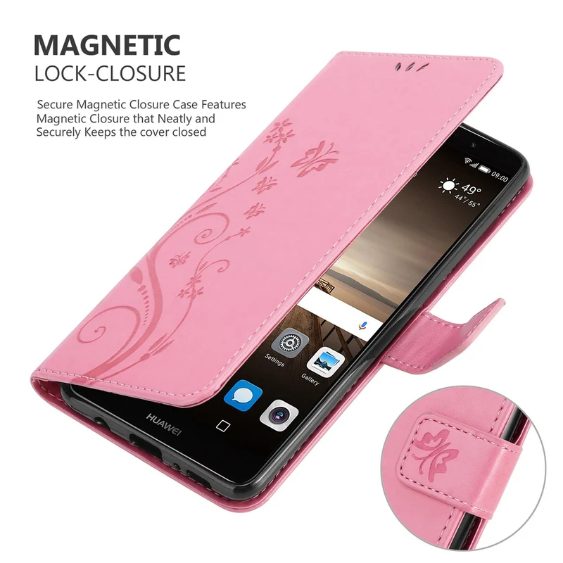 Cadorabo Hülle kompatibel mit Huawei MATE 9 Schutzhülle im Blumen Design mit Magnetverschluss, Standfunktion und Kartenfächern