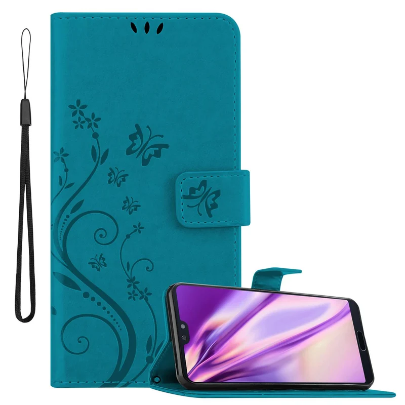 Cadorabo Hülle kompatibel mit Huawei P20 PRO / P20 PLUS Schutzhülle im Blumen Design mit Magnetverschluss, Standfunktion und Kartenfächern