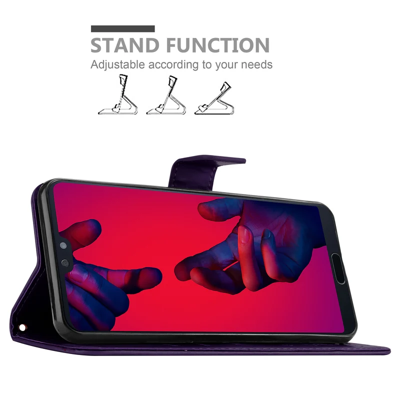 Cadorabo Hülle kompatibel mit Huawei P20 PRO / P20 PLUS Schutzhülle im Blumen Design mit Magnetverschluss, Standfunktion und Kartenfächern
