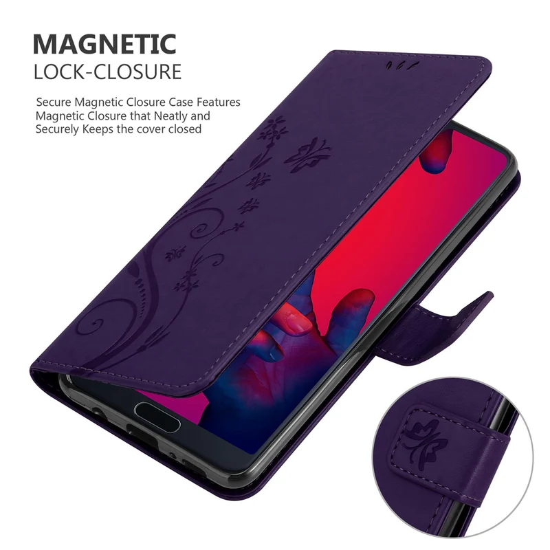 Cadorabo Hülle kompatibel mit Huawei P20 PRO / P20 PLUS Schutzhülle im Blumen Design mit Magnetverschluss, Standfunktion und Kartenfächern