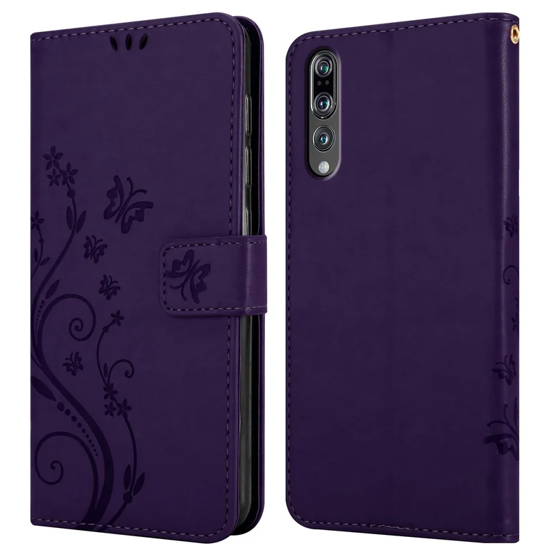 Cadorabo Hülle kompatibel mit Huawei P20 PRO / P20 PLUS Schutzhülle im Blumen Design mit Magnetverschluss, Standfunktion und Kartenfächern