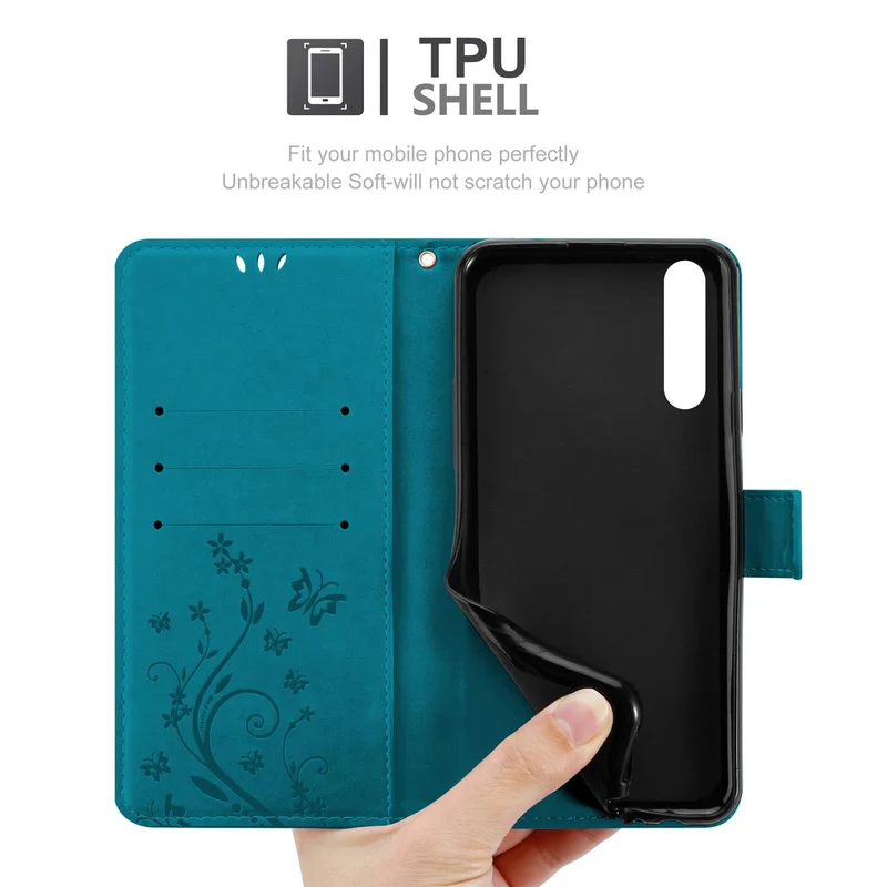 Cadorabo Hülle kompatibel mit Huawei P20 PRO / P20 PLUS Schutzhülle im Blumen Design mit Magnetverschluss, Standfunktion und Kartenfächern