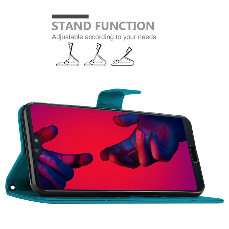 Cadorabo Hülle kompatibel mit Huawei P20 PRO / P20 PLUS Schutzhülle im Blumen Design mit Magnetverschluss, Standfunktion und Kartenfächern