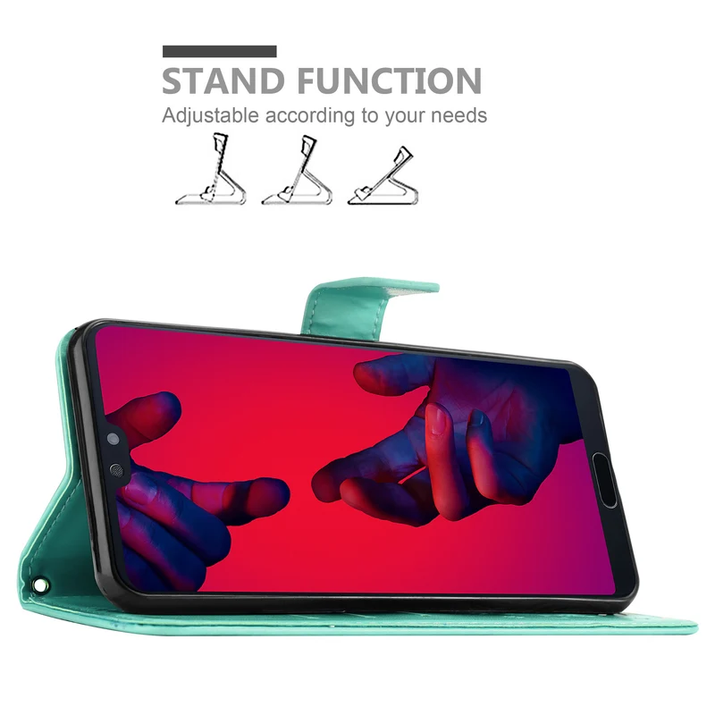 Cadorabo Hülle kompatibel mit Huawei P20 PRO / P20 PLUS Schutzhülle im Blumen Design mit Magnetverschluss, Standfunktion und Kartenfächern