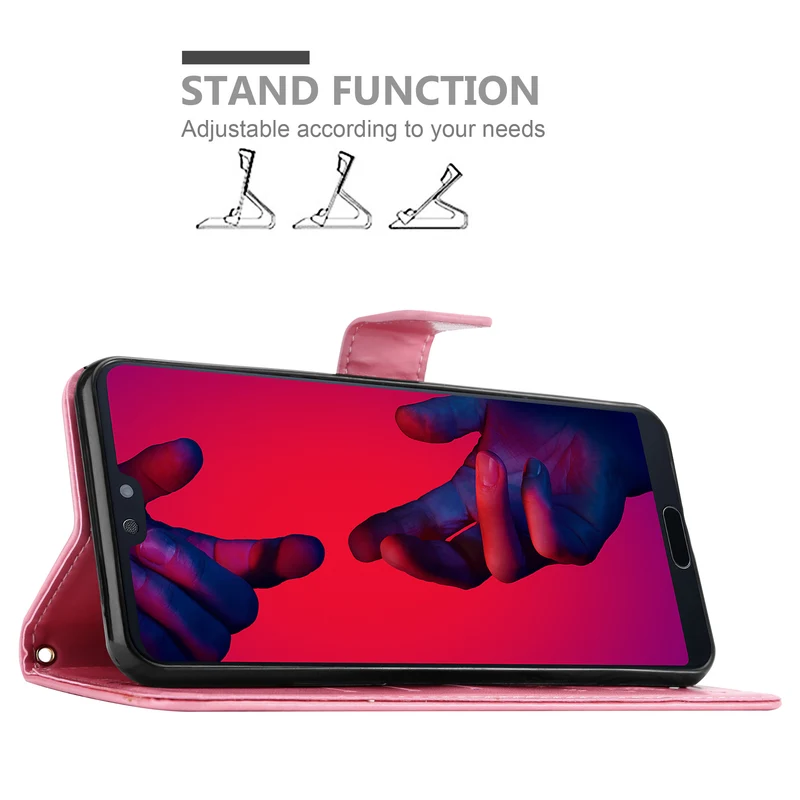 Cadorabo Hülle kompatibel mit Huawei P20 PRO / P20 PLUS Schutzhülle im Blumen Design mit Magnetverschluss, Standfunktion und Kartenfächern