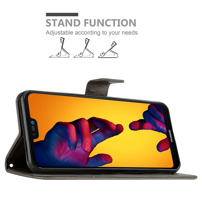 Cadorabo Hülle kompatibel mit Huawei P20 LITE 2018 / NOVA 3E Schutzhülle im Blumen Design mit Magnetverschluss, Standfunktion und Kartenfächern