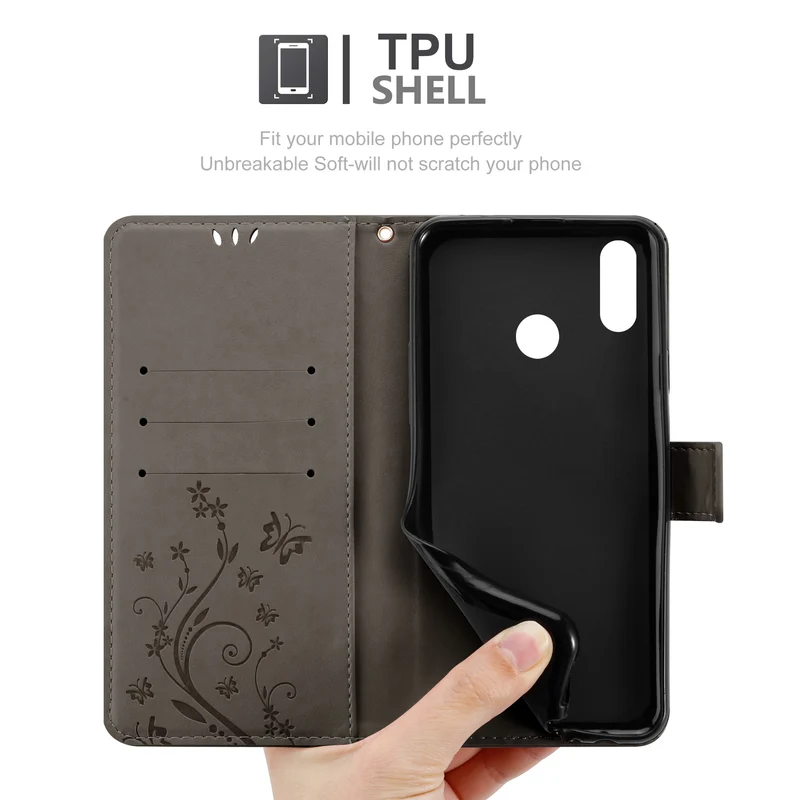 Cadorabo Hülle kompatibel mit Huawei P20 LITE 2018 / NOVA 3E Schutzhülle im Blumen Design mit Magnetverschluss, Standfunktion und Kartenfächern