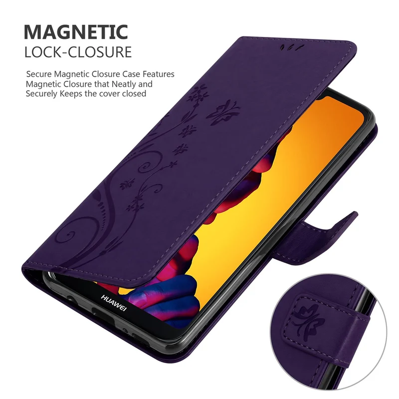Cadorabo Hülle kompatibel mit Huawei P20 LITE 2018 / NOVA 3E Schutzhülle im Blumen Design mit Magnetverschluss, Standfunktion und Kartenfächern