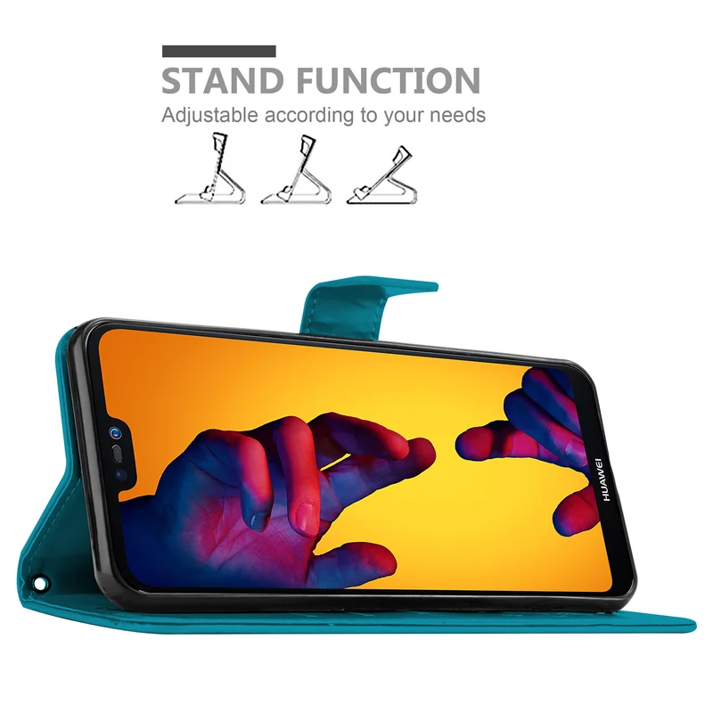 Cadorabo Hülle kompatibel mit Huawei P20 LITE 2018 / NOVA 3E Schutzhülle im Blumen Design mit Magnetverschluss, Standfunktion und Kartenfächern