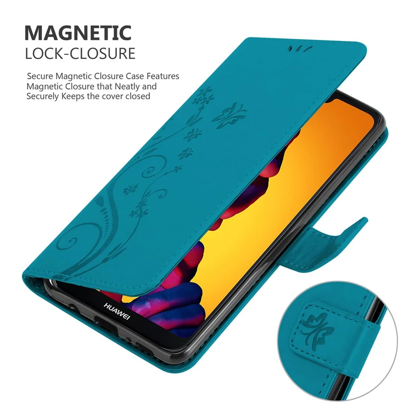 Cadorabo Hülle kompatibel mit Huawei P20 LITE 2018 / NOVA 3E Schutzhülle im Blumen Design mit Magnetverschluss, Standfunktion und Kartenfächern