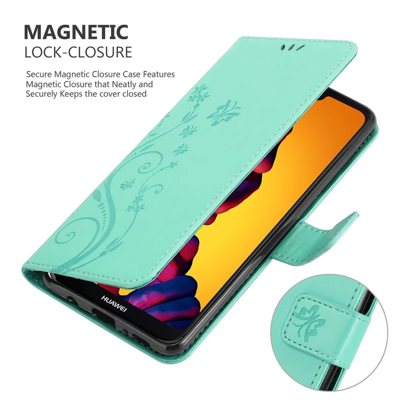 Cadorabo Hülle kompatibel mit Huawei P20 LITE 2018 / NOVA 3E Schutzhülle im Blumen Design mit Magnetverschluss, Standfunktion und Kartenfächern