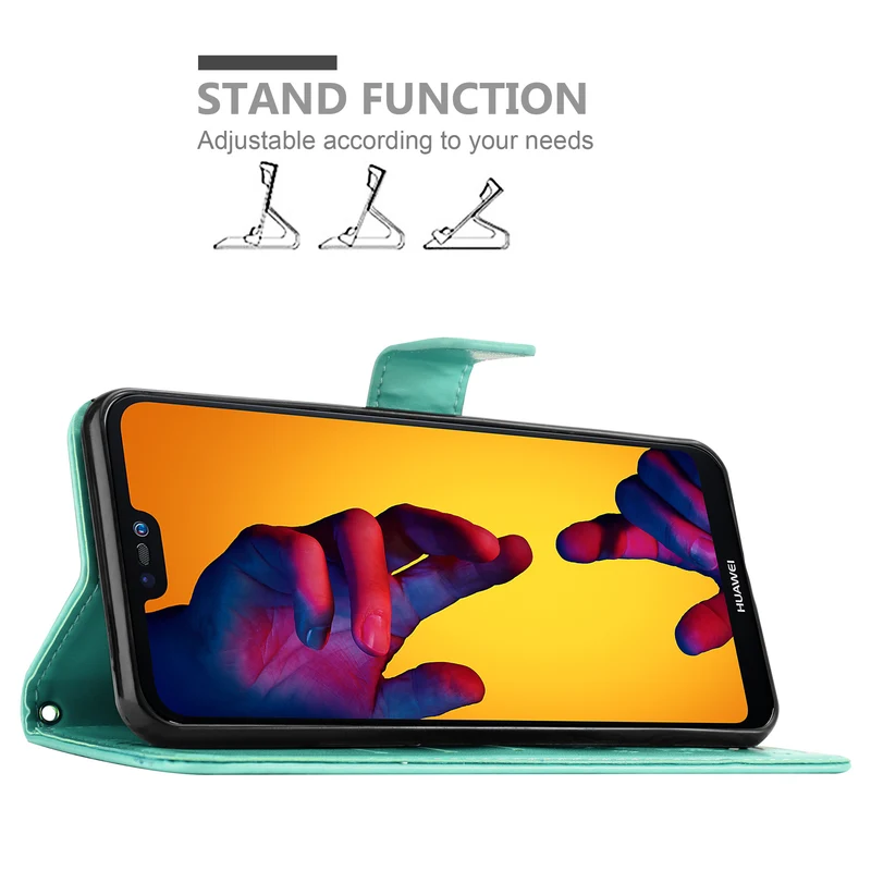 Cadorabo Hülle kompatibel mit Huawei P20 LITE 2018 / NOVA 3E Schutzhülle im Blumen Design mit Magnetverschluss, Standfunktion und Kartenfächern