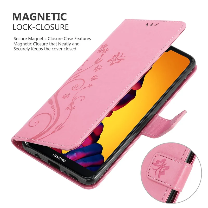 Cadorabo Hülle kompatibel mit Huawei P20 LITE 2018 / NOVA 3E Schutzhülle im Blumen Design mit Magnetverschluss, Standfunktion und Kartenfächern