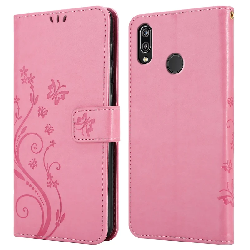 Cadorabo Hülle kompatibel mit Huawei P20 LITE 2018 / NOVA 3E Schutzhülle im Blumen Design mit Magnetverschluss, Standfunktion und Kartenfächern