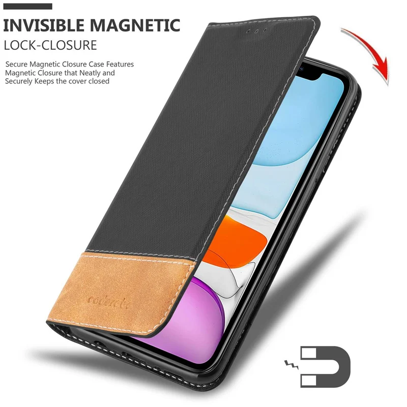 Cadorabo Hülle kompatibel mit Apple iPhone 11 Schutzhülle mit Magnetverschluss, Standfunktion und Kartenfach