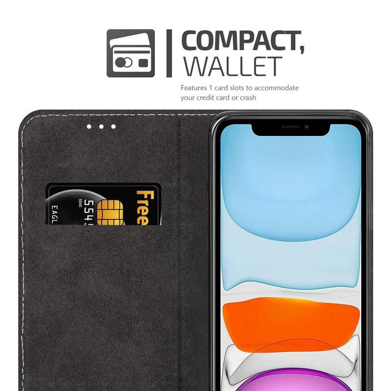 Cadorabo Hülle kompatibel mit Apple iPhone 11 Schutzhülle mit Magnetverschluss, Standfunktion und Kartenfach