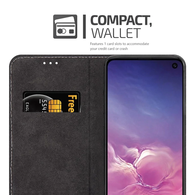 Cadorabo Hülle kompatibel mit Samsung Galaxy S10e Schutzhülle mit Magnetverschluss, Standfunktion und Kartenfach