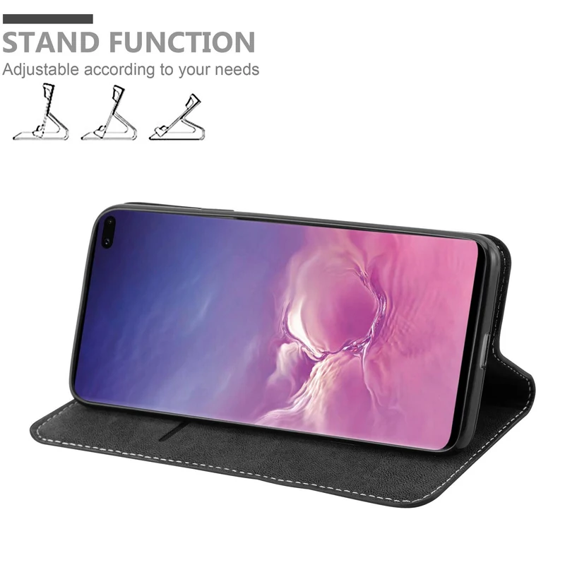 Cadorabo Hülle kompatibel mit Samsung Galaxy S10 PLUS Schutzhülle mit Magnetverschluss, Standfunktion und Kartenfach