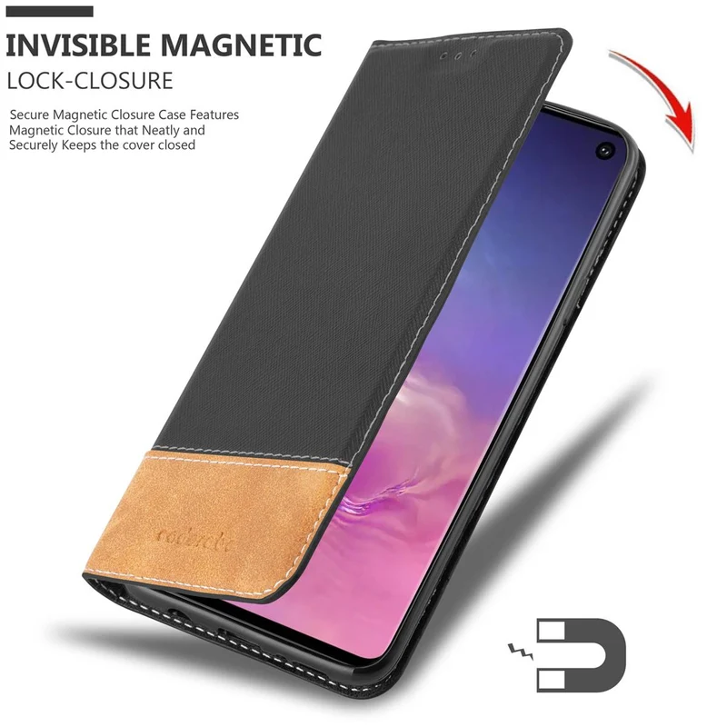 Cadorabo Hülle kompatibel mit Samsung Galaxy S10 4G Schutzhülle mit Magnetverschluss, Standfunktion und Kartenfach