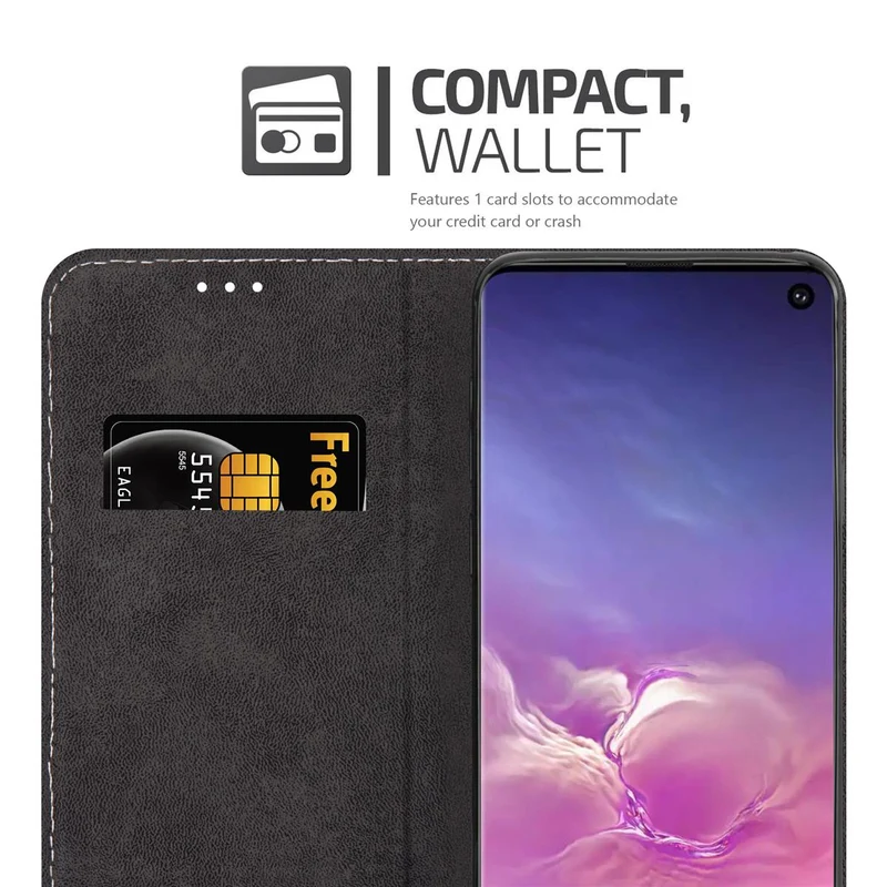 Cadorabo Hülle kompatibel mit Samsung Galaxy S10 4G Schutzhülle mit Magnetverschluss, Standfunktion und Kartenfach