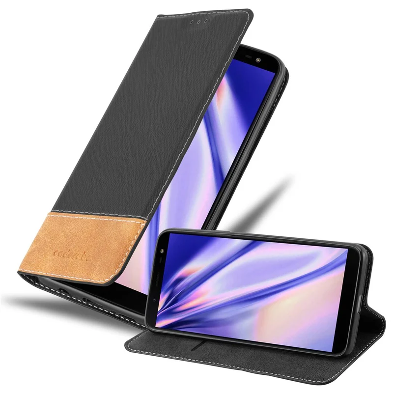 Cadorabo Hülle kompatibel mit Samsung Galaxy J6 2018 Schutzhülle mit Magnetverschluss, Standfunktion und Kartenfach