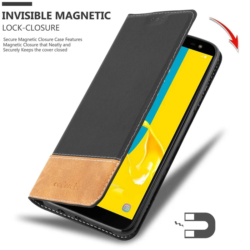 Cadorabo Hülle kompatibel mit Samsung Galaxy J6 2018 Schutzhülle mit Magnetverschluss, Standfunktion und Kartenfach