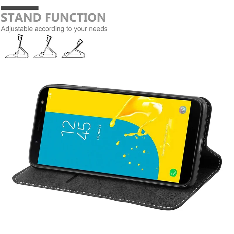 Cadorabo Hülle kompatibel mit Samsung Galaxy J6 2018 Schutzhülle mit Magnetverschluss, Standfunktion und Kartenfach