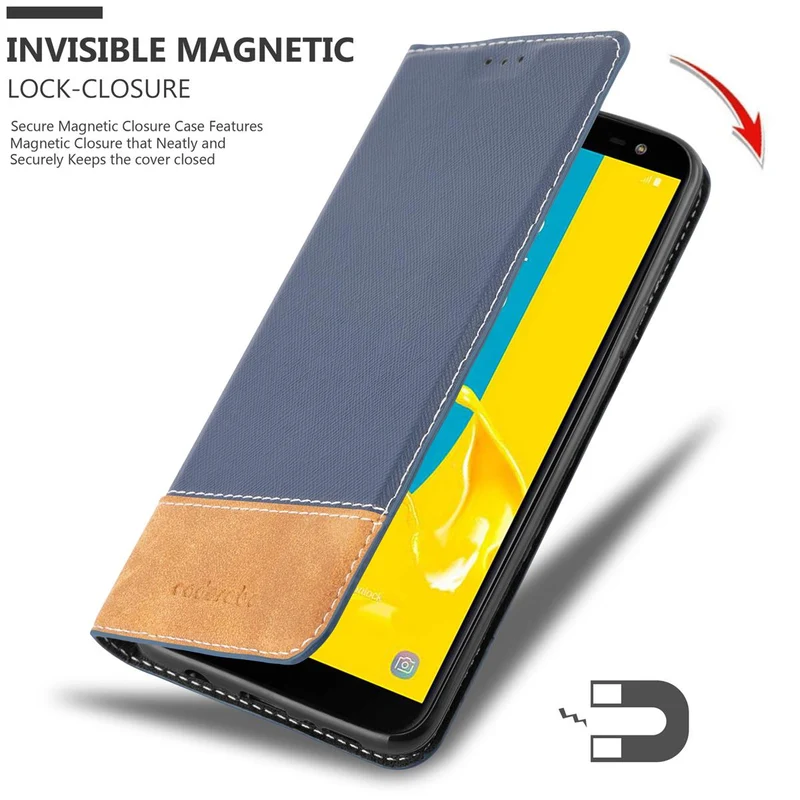 Cadorabo Hülle kompatibel mit Samsung Galaxy J6 2018 Schutzhülle mit Magnetverschluss, Standfunktion und Kartenfach