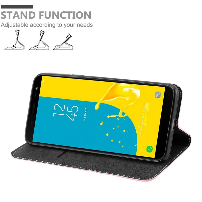 Cadorabo Hülle kompatibel mit Samsung Galaxy J6 2018 Schutzhülle mit Magnetverschluss, Standfunktion und Kartenfach