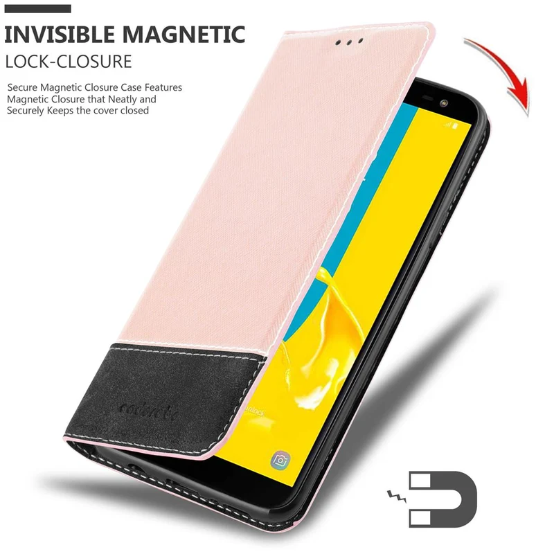 Cadorabo Hülle kompatibel mit Samsung Galaxy J6 2018 Schutzhülle mit Magnetverschluss, Standfunktion und Kartenfach