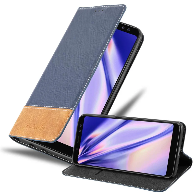 Cadorabo Hülle kompatibel mit Samsung Galaxy A8 2018 Schutzhülle mit Magnetverschluss, Standfunktion und Kartenfach