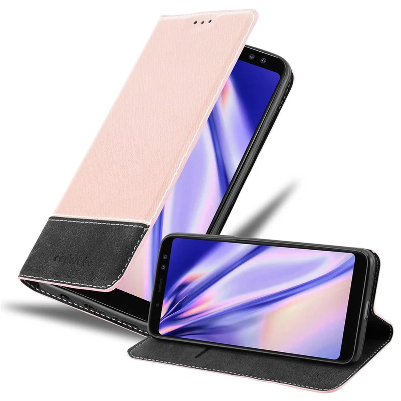 Cadorabo Hülle kompatibel mit Samsung Galaxy A8 2018 Schutzhülle mit Magnetverschluss, Standfunktion und Kartenfach