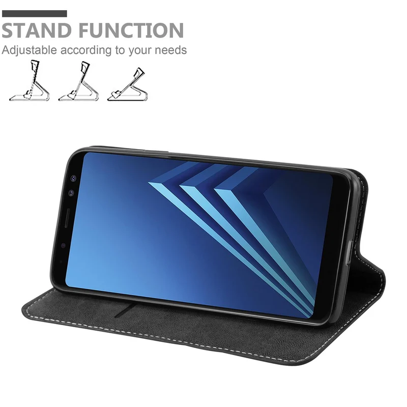 Cadorabo Hülle kompatibel mit Samsung Galaxy A8 2018 Schutzhülle mit Magnetverschluss, Standfunktion und Kartenfach