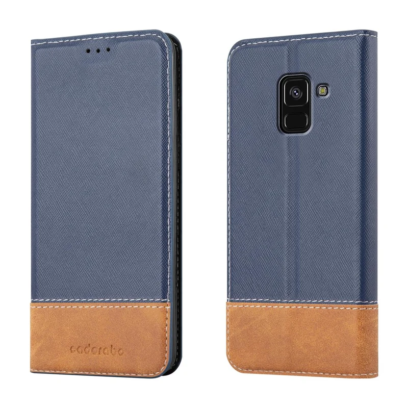 Cadorabo Hülle kompatibel mit Samsung Galaxy A8 2018 Schutzhülle mit Magnetverschluss, Standfunktion und Kartenfach