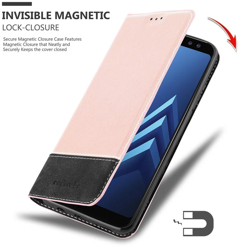 Cadorabo Hülle kompatibel mit Samsung Galaxy A8 2018 Schutzhülle mit Magnetverschluss, Standfunktion und Kartenfach