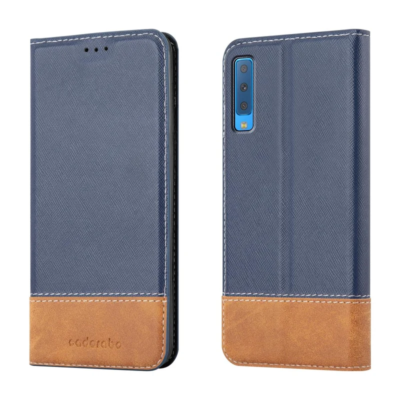 Cadorabo Hülle kompatibel mit Samsung Galaxy A7 2018 Schutzhülle mit Magnetverschluss, Standfunktion und Kartenfach