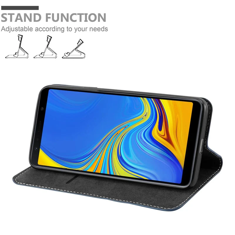 Cadorabo Hülle kompatibel mit Samsung Galaxy A7 2018 Schutzhülle mit Magnetverschluss, Standfunktion und Kartenfach