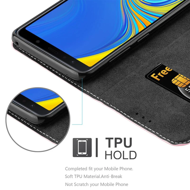 Cadorabo Hülle kompatibel mit Samsung Galaxy A7 2018 Schutzhülle mit Magnetverschluss, Standfunktion und Kartenfach