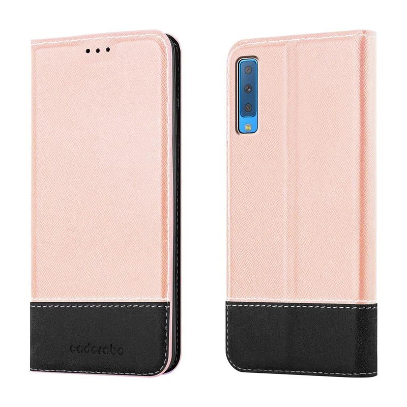 Cadorabo Hülle kompatibel mit Samsung Galaxy A7 2018 Schutzhülle mit Magnetverschluss, Standfunktion und Kartenfach