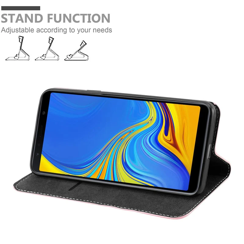 Cadorabo Hülle kompatibel mit Samsung Galaxy A7 2018 Schutzhülle mit Magnetverschluss, Standfunktion und Kartenfach