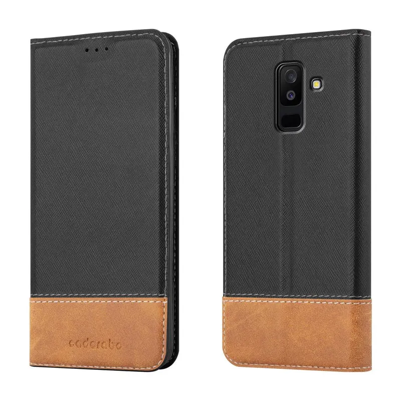 Cadorabo Hülle kompatibel mit Samsung Galaxy A6 PLUS 2018 Schutzhülle mit Magnetverschluss, Standfunktion und Kartenfach