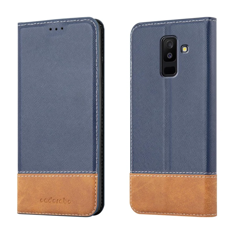 Cadorabo Hülle kompatibel mit Samsung Galaxy A6 PLUS 2018 Schutzhülle mit Magnetverschluss, Standfunktion und Kartenfach