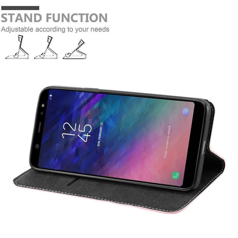 Cadorabo Hülle kompatibel mit Samsung Galaxy A6 PLUS 2018 Schutzhülle mit Magnetverschluss, Standfunktion und Kartenfach